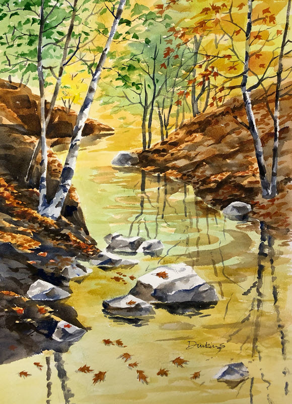 Autumn Stream, a watercolor painting by William Dinkins